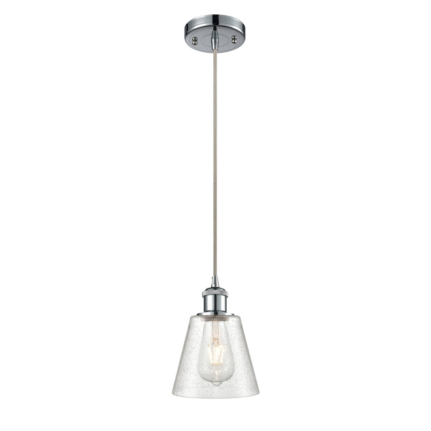 Innovations Caton 6in 1-Light Mini Pendant | Industrial Polished Chrome and Frosted Glass | Kitchen Island & Dining Room | Model 516-1P-PC-G454