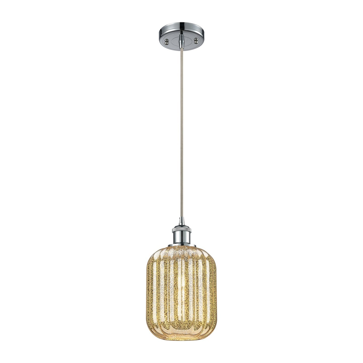 Innovations Preston Cylinder 7in 1-Light Mini Pendant | Industrial Polished Chrome and Mercury Glass | Kitchen Island | Model 516-1P-PC-G460-7ME