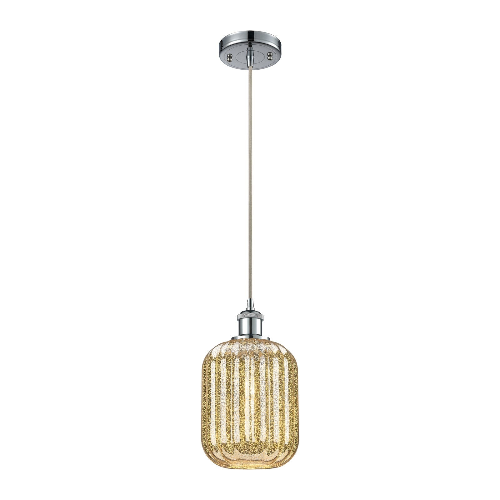 Innovations Preston Cylinder 7in 1-Light Mini Pendant | Industrial Polished Chrome and Mercury Glass | Kitchen Island | Model 516-1P-PC-G460-7ME