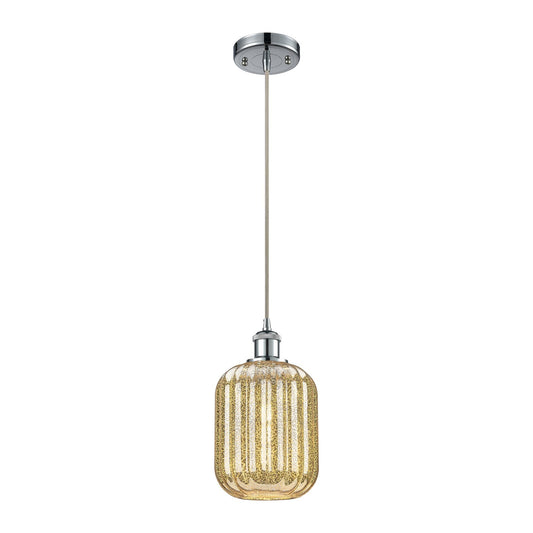 Innovations Preston Cylinder 7in 1-Light Mini Pendant | Industrial Polished Chrome and Mercury Glass | Kitchen Island | Model 516-1P-PC-G460-7ME