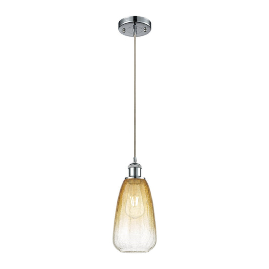 Innovations Brookhaven Almond 6in 1-Light Mini Pendant | Industrial Polished Chrome and Amber Glass | Kitchen Island | Model 516-1P-PC-G480-6AM