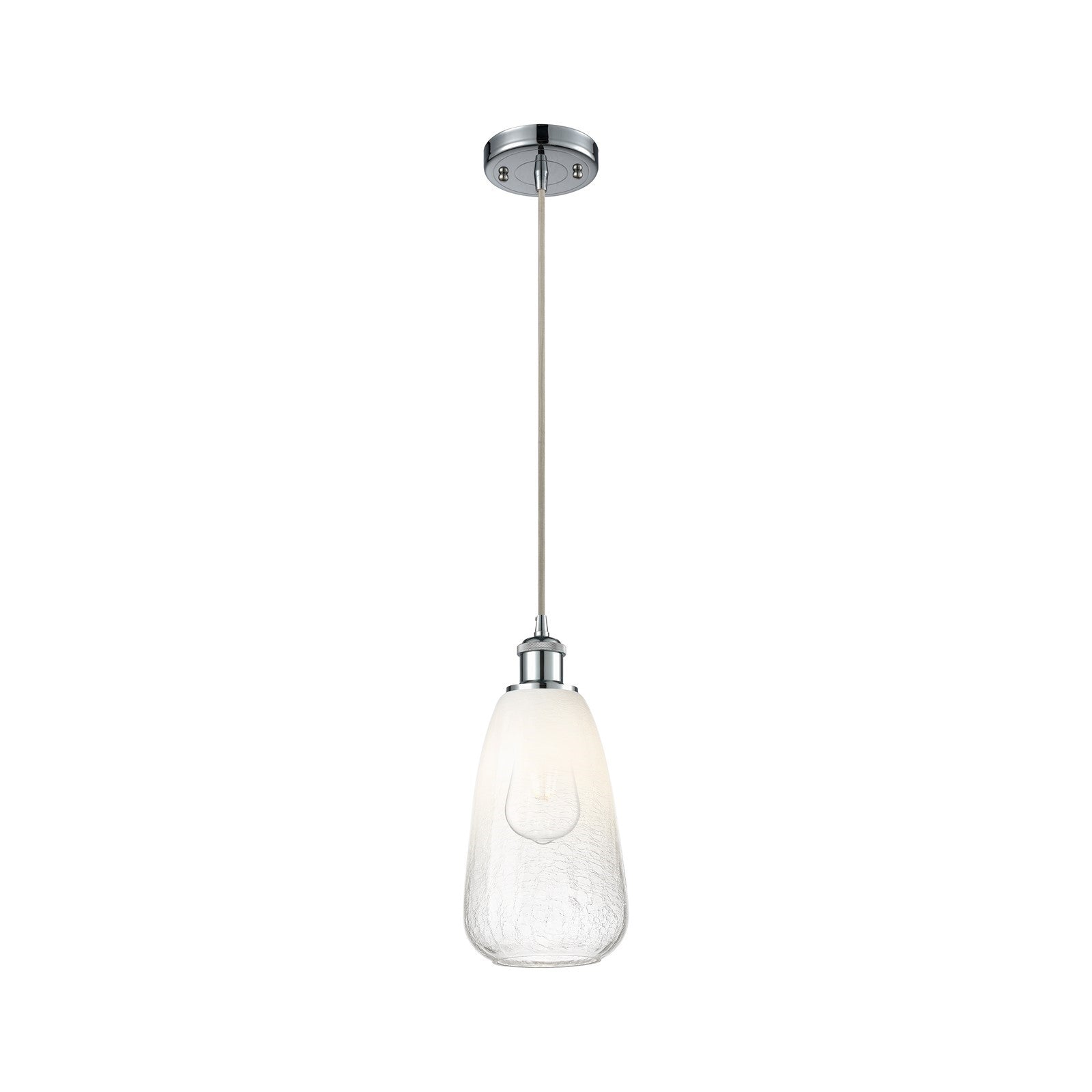 Innovations Brookhaven Almond 6in 1-Light Mini Pendant | Industrial Polished Chrome and Opal Glass | Kitchen Island | Model 516-1P-PC-G480-6OP