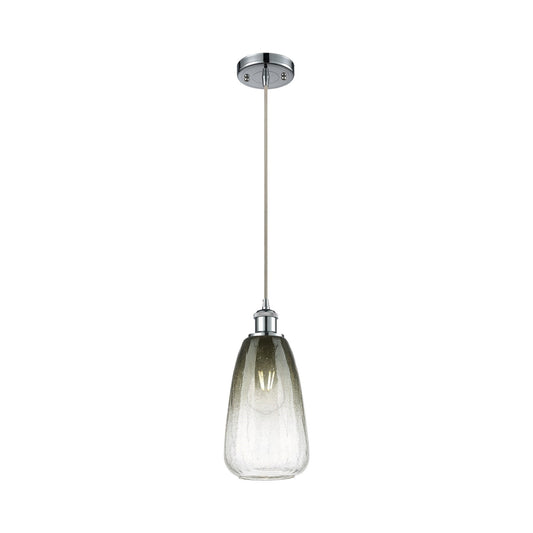 Innovations Brookhaven Almond 6in 1-Light Mini Pendant | Industrial Polished Chrome and Slate Glass | Kitchen Island | Model 516-1P-PC-G480-6SL