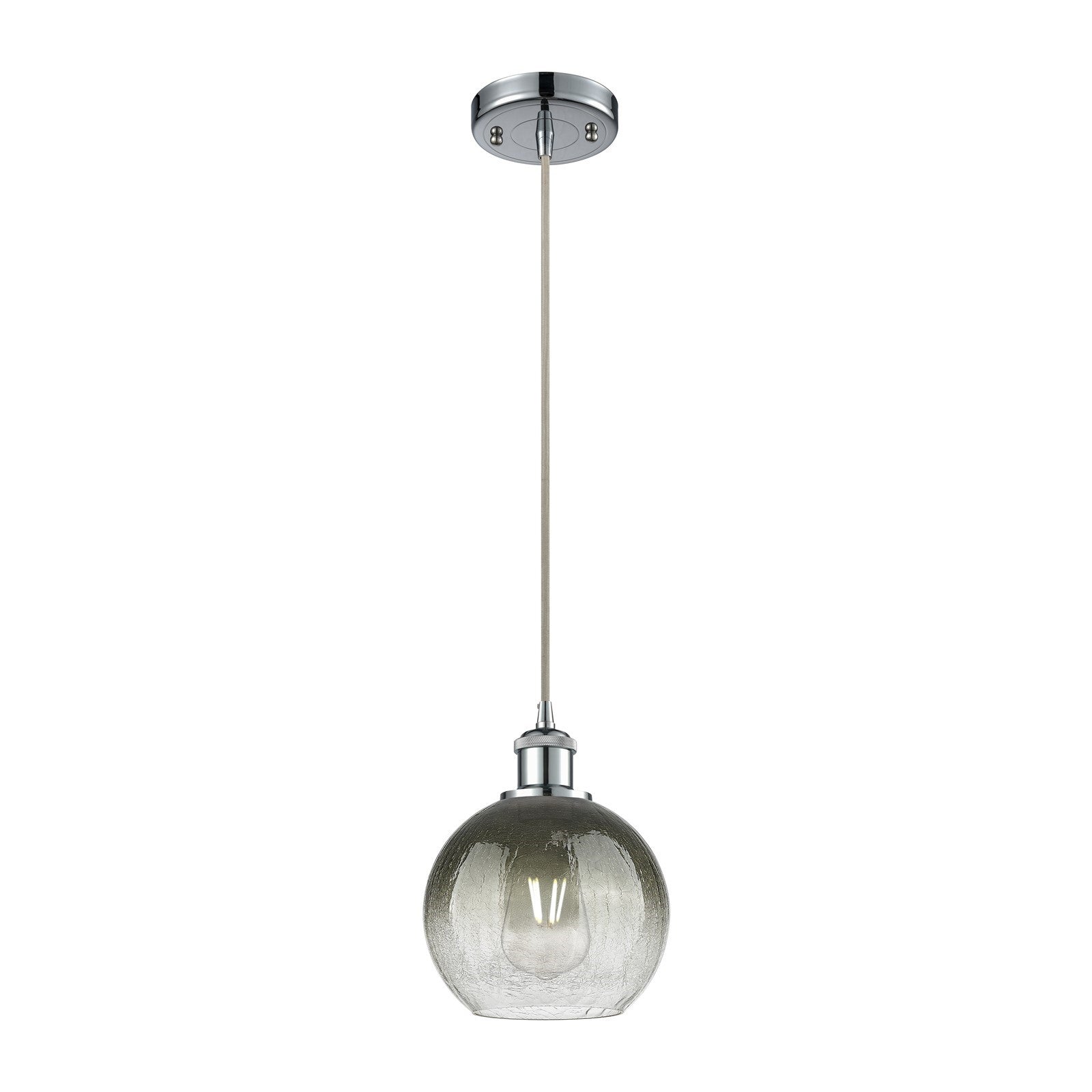 Innovations Brookhaven Globe 8in 1-Light Mini Pendant | Industrial Polished Chrome and Slate Glass | Kitchen Island | Model 516-1P-PC-G483-8SL