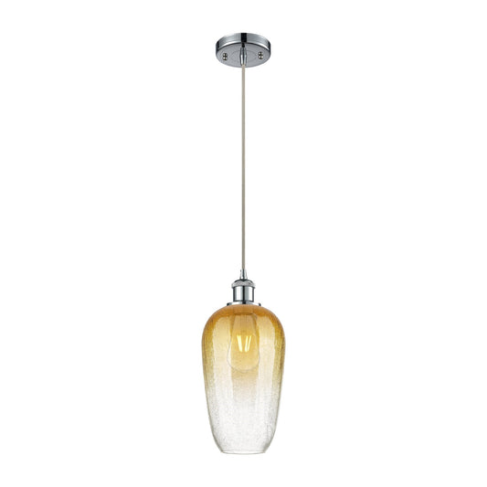 Innovations Brookhaven Flute 7in 1-Light Mini Pendant | Industrial Polished Chrome and Amber Glass | Kitchen Island | Model 516-1P-PC-G484-7AM