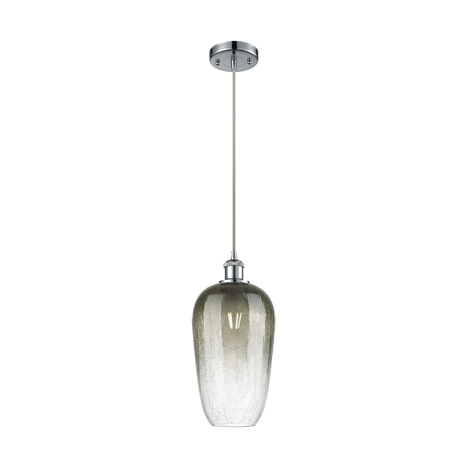 Innovations Brookhaven Flute 7in 1-Light Mini Pendant | Industrial Polished Chrome and Slate Glass | Kitchen Island | Model 516-1P-PC-G484-7SL