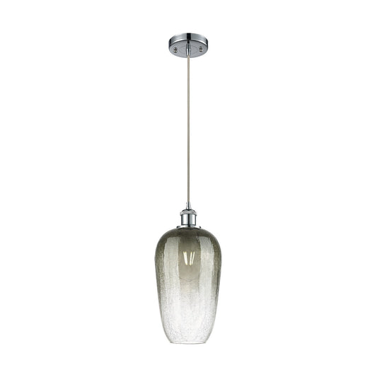 Innovations Brookhaven Flute 7in 1-Light Mini Pendant | Industrial Polished Chrome and Slate Glass | Kitchen Island | Model 516-1P-PC-G484-7SL