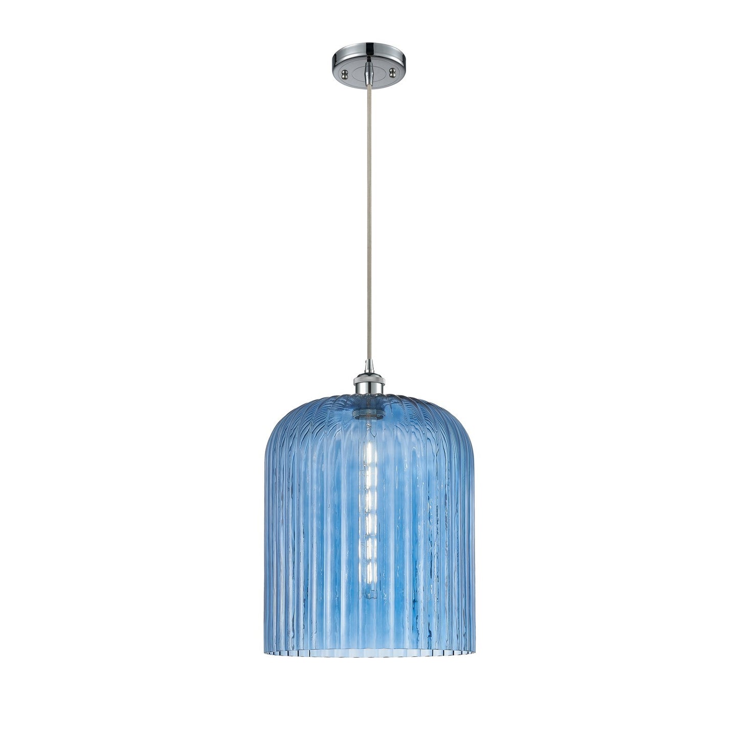 Innovations Bridal Veil 5in 1-Light Mini Pendant | Art Nouveau Polished Chrome and Princess Blue Glass | Kitchen Island | Model 516-1P-PC-G559-12BL