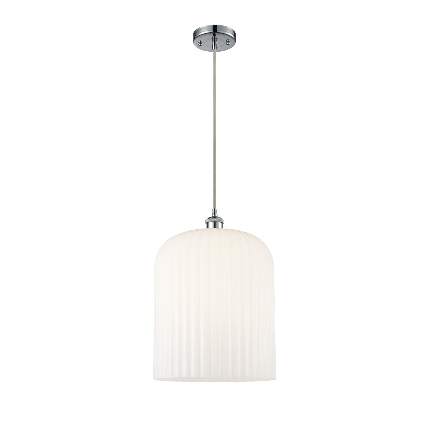 Innovations Bridal Veil 5in 1-Light Mini Pendant | Art Nouveau Polished Chrome and Gloss White Glass | Kitchen Island | Model 516-1P-PC-G559-12GWH