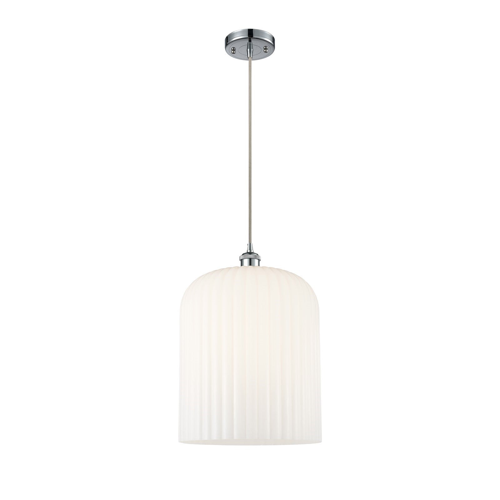 Innovations Bridal Veil 5in 1-Light Mini Pendant | Art Nouveau Polished Chrome and Gloss White Glass | Kitchen Island | Model 516-1P-PC-G559-12GWH