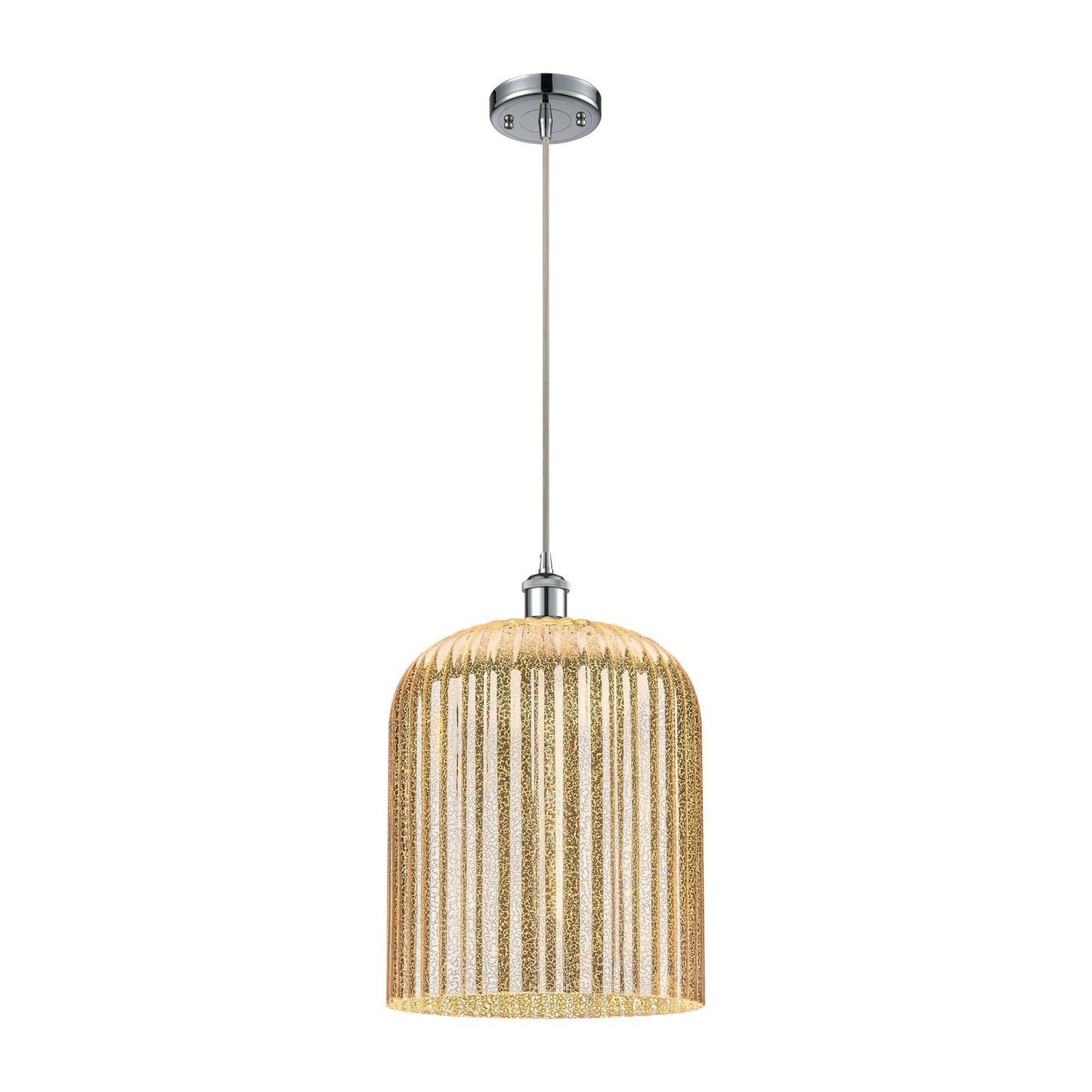 Innovations Bridal Veil 5in 1-Light Mini Pendant | Art Nouveau Polished Chrome and Mercury Glass | Kitchen Island | Model 516-1P-PC-G559-12ME