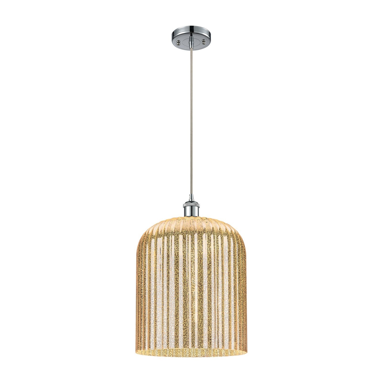 Innovations Bridal Veil 5in 1-Light Mini Pendant | Art Nouveau Polished Chrome and Mercury Glass | Kitchen Island | Model 516-1P-PC-G559-12ME