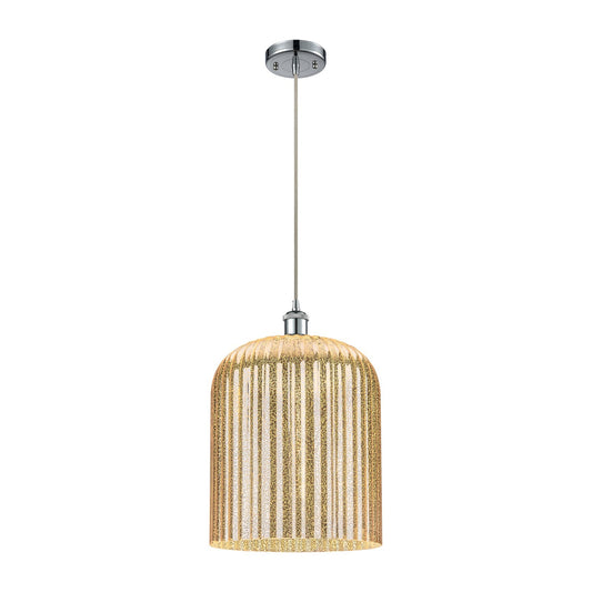 Innovations Bridal Veil 5in 1-Light Mini Pendant | Art Nouveau Polished Chrome and Mercury Glass | Kitchen Island | Model 516-1P-PC-G559-12ME
