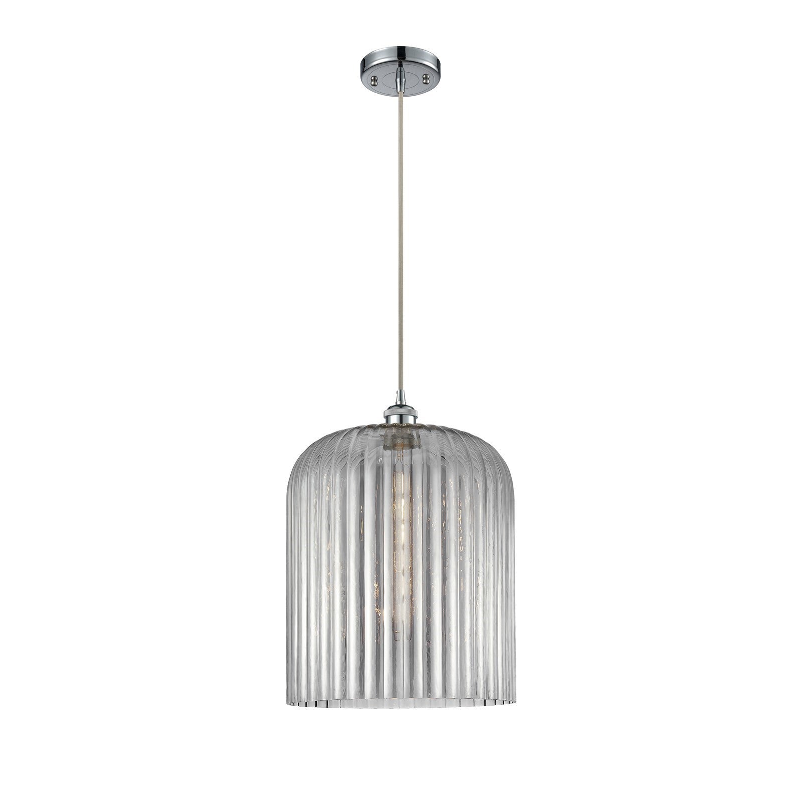 Innovations Bridal Veil 5in 1-Light Mini Pendant | Art Nouveau Polished Chrome and Light Smoke Glass | Kitchen Island | Model 516-1P-PC-G559-12SM