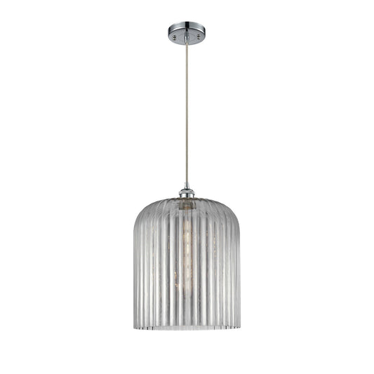 Innovations Bridal Veil 5in 1-Light Mini Pendant | Art Nouveau Polished Chrome and Light Smoke Glass | Kitchen Island | Model 516-1P-PC-G559-12SM