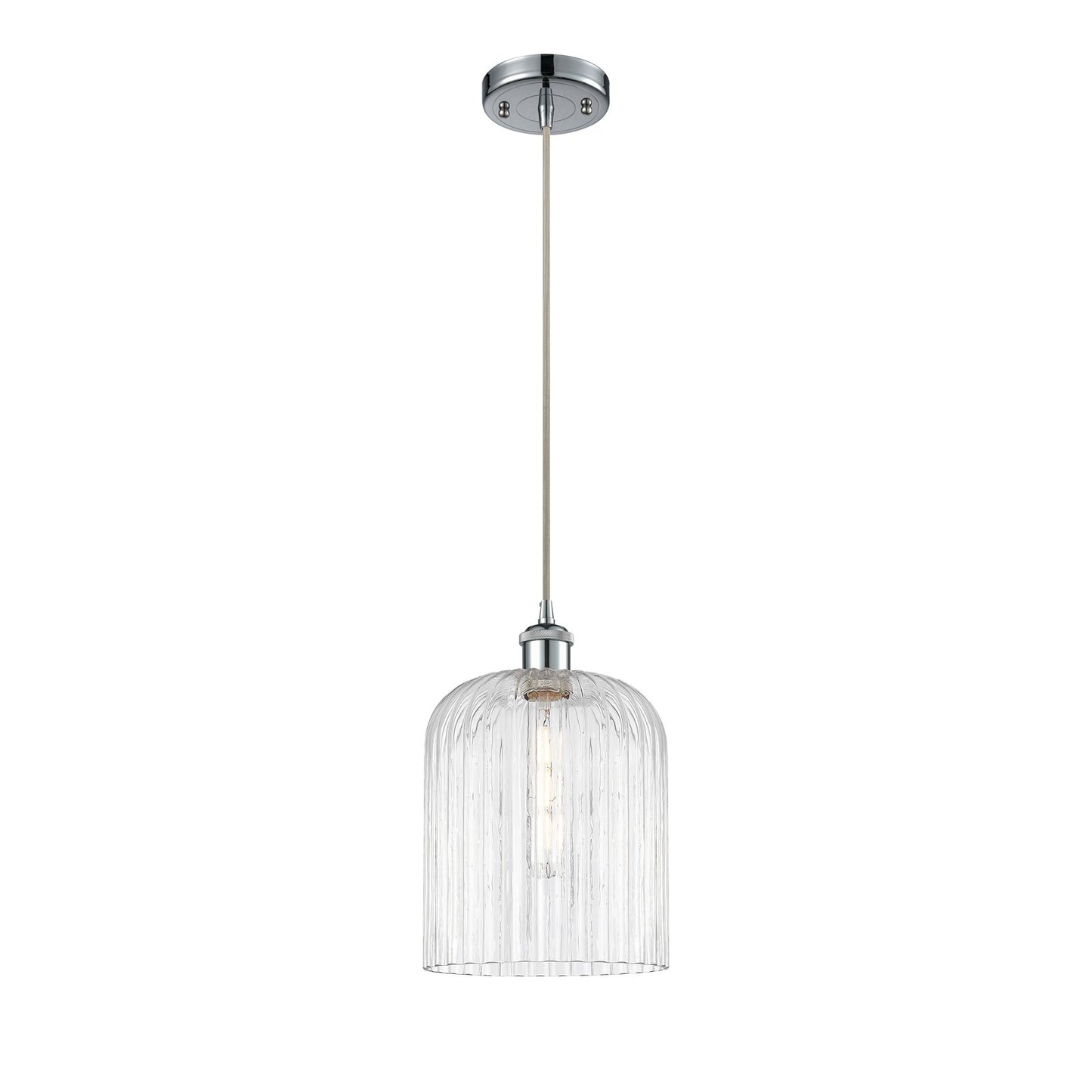 Innovations Bridal Veil 5in 1-Light Mini Pendant | Art Nouveau Polished Chrome and Clear Ribbed Glass | Kitchen Island | Model 516-1P-PC-G559-8CL