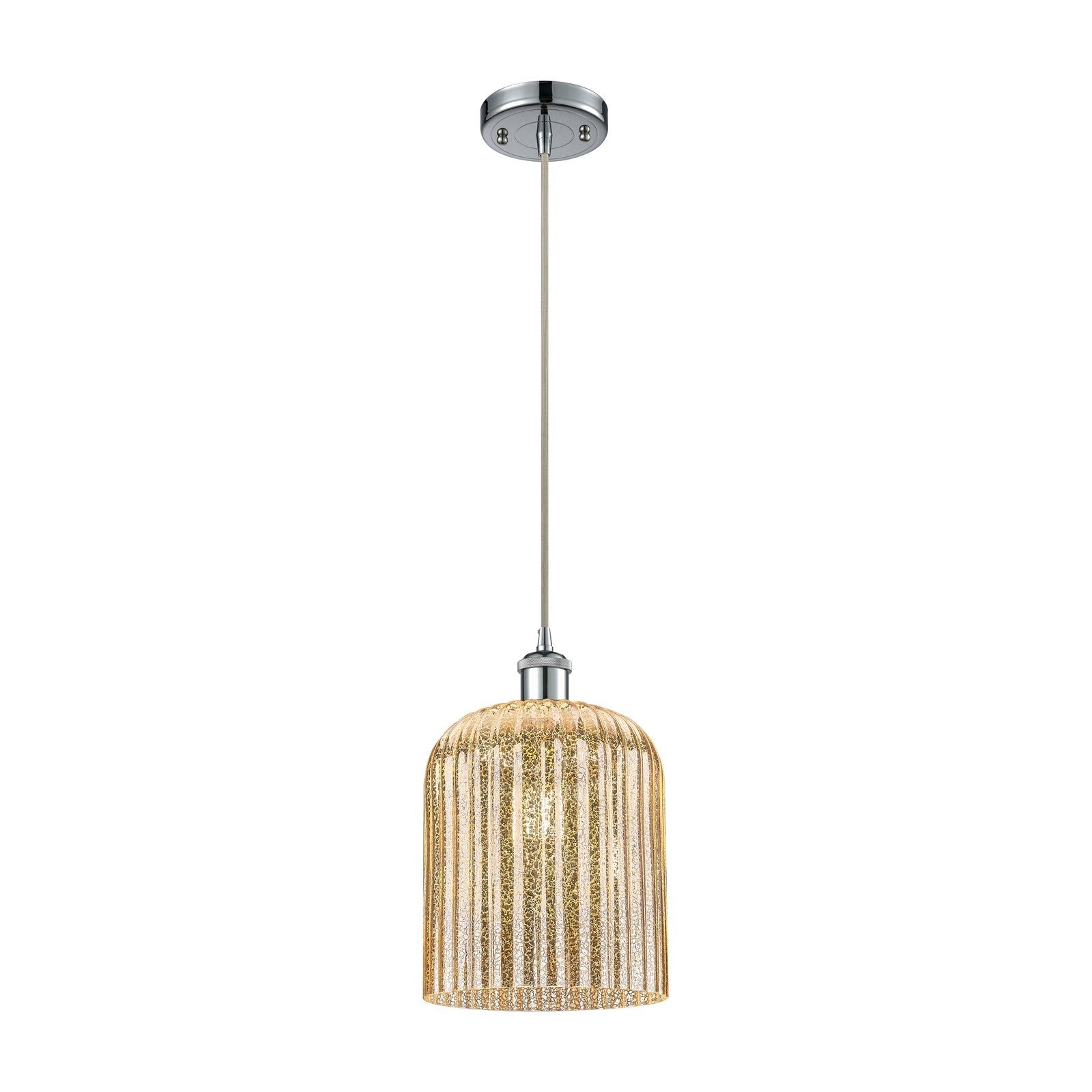 Innovations Bridal Veil 5in 1-Light Mini Pendant | Art Nouveau Polished Chrome and Mercury Ribbed Glass | Kitchen Island | Model 516-1P-PC-G559-8ME