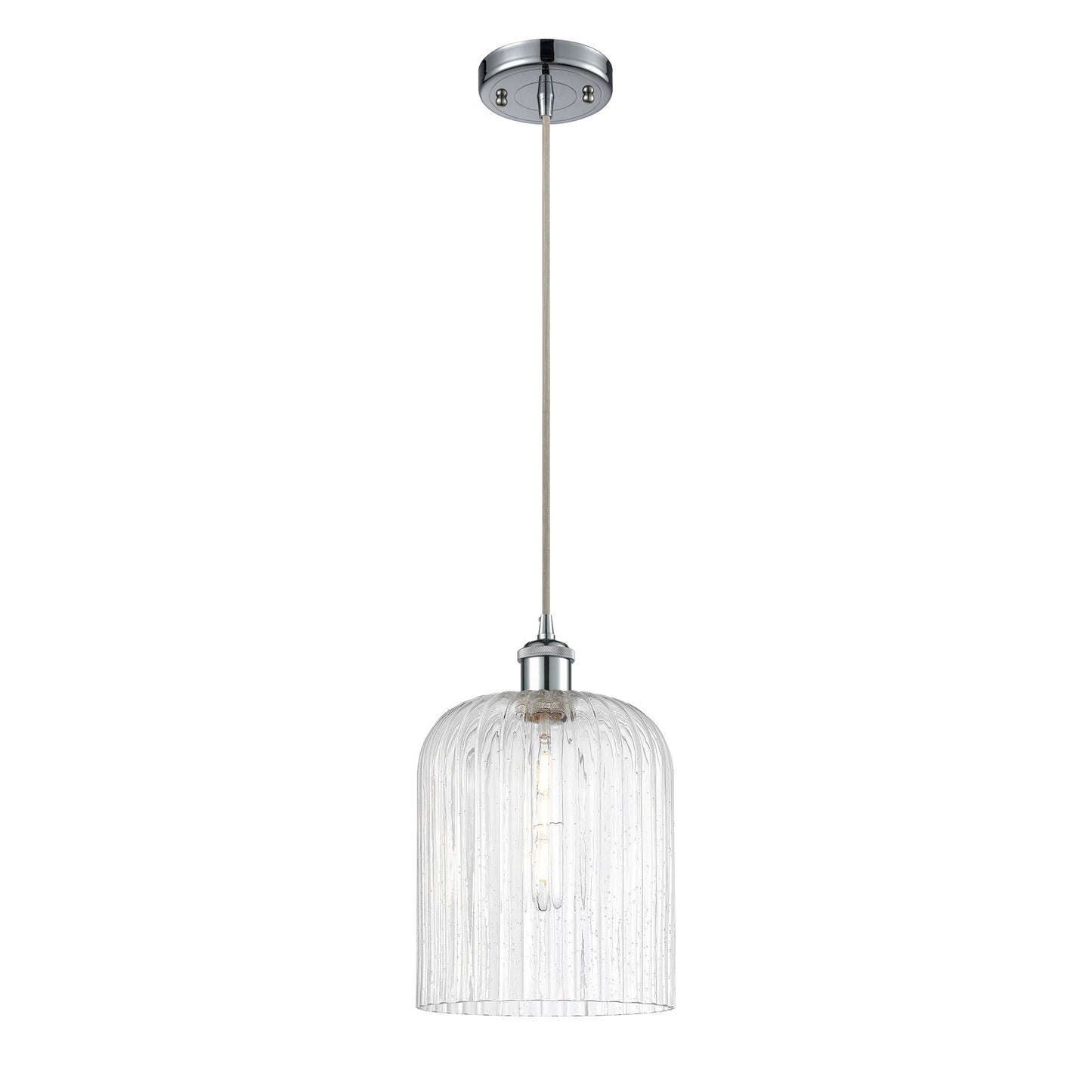 Innovations Bridal Veil 5in 1-Light Mini Pendant | Art Nouveau Polished Chrome and Seedy Glass | Kitchen Island & Dining | Model 516-1P-PC-G559-8SDY