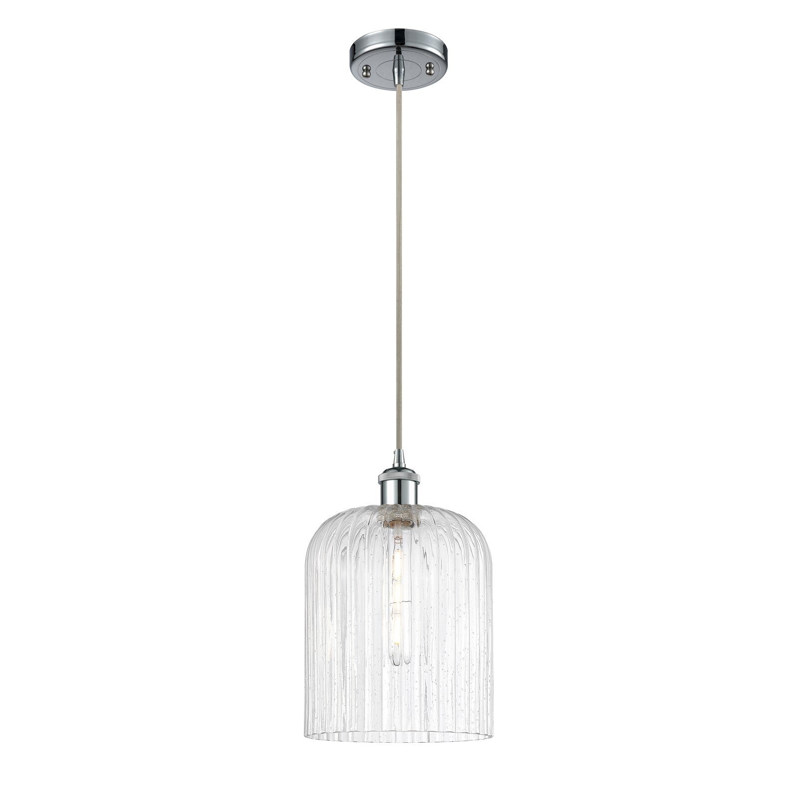 Innovations Bridal Veil 5in 1-Light Mini Pendant | Art Nouveau Polished Chrome and Seedy Glass | Kitchen Island & Dining | Model 516-1P-PC-G559-8SDY