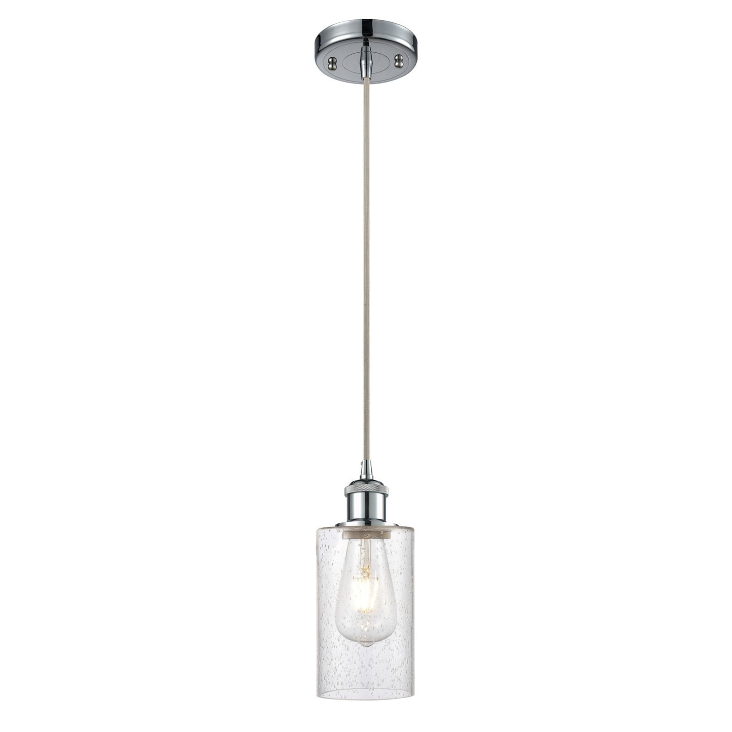 Innovations Clymer 4in 1-Light Mini Pendant | Art Nouveau Polished Chrome and Seedy Glass | Kitchen Island & Dining Room | Model 516-1P-PC-G804
