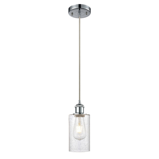 Innovations Clymer 4in 1-Light Mini Pendant | Art Nouveau Polished Chrome and Seedy Glass | Kitchen Island & Dining Room | Model 516-1P-PC-G804