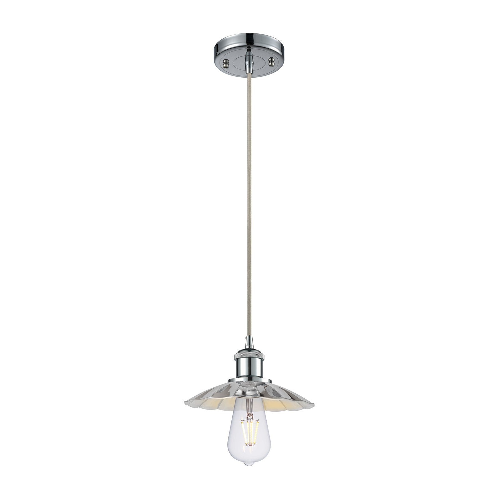 Innovations Scallop 8in 1-Light Mini Pendant | Industrial Polished Chrome Metal Shade | Kitchen Island & Dining Room | Model 516-1P-PC-M17-PC