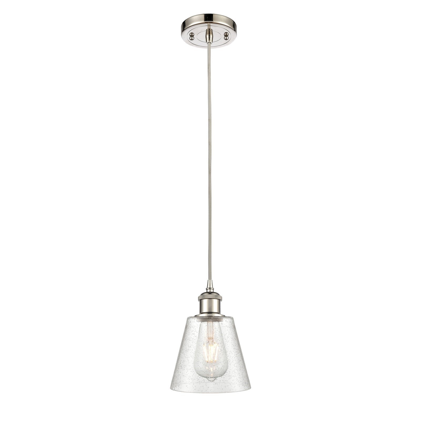 Innovations Caton 6in 1-Light Mini Pendant | Polished Nickel and Frosted Glass Pyramid | Kitchen Island & Dining Room | Model 516-1P-PN-G454