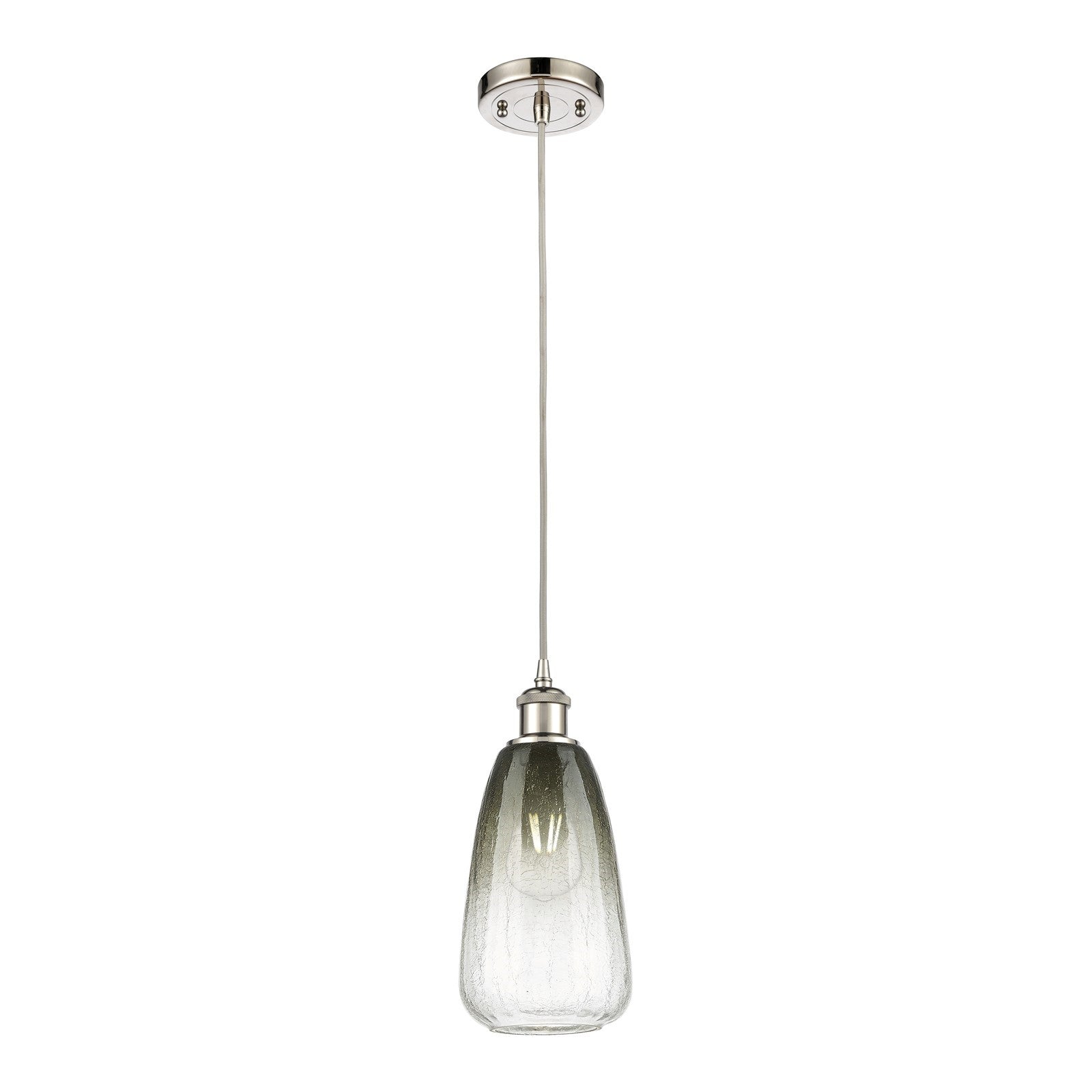 Innovations Brookhaven Almond 6in 1-Light Mini Pendant | Industrial Polished Nickel and Slate Glass | Kitchen Island & Dining | Model 516-1P-PN-G480-6SL