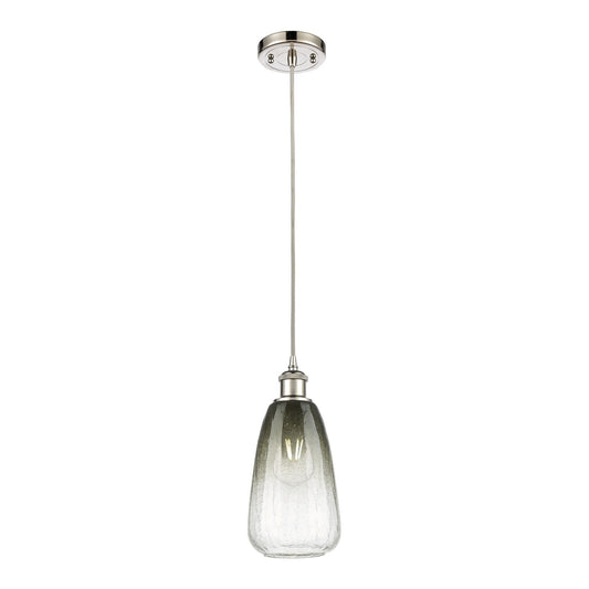 Innovations Brookhaven Almond 6in 1-Light Mini Pendant | Industrial Polished Nickel and Slate Glass | Kitchen Island & Dining | Model 516-1P-PN-G480-6SL