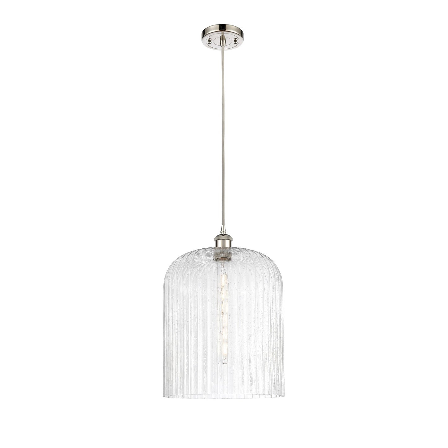 Innovations Bridal Veil 5in 1-Light Mini Pendant | Art Nouveau Polished Nickel and Seedy Glass | Kitchen Island & Dining | Model 516-1P-PN-G559-12SDY