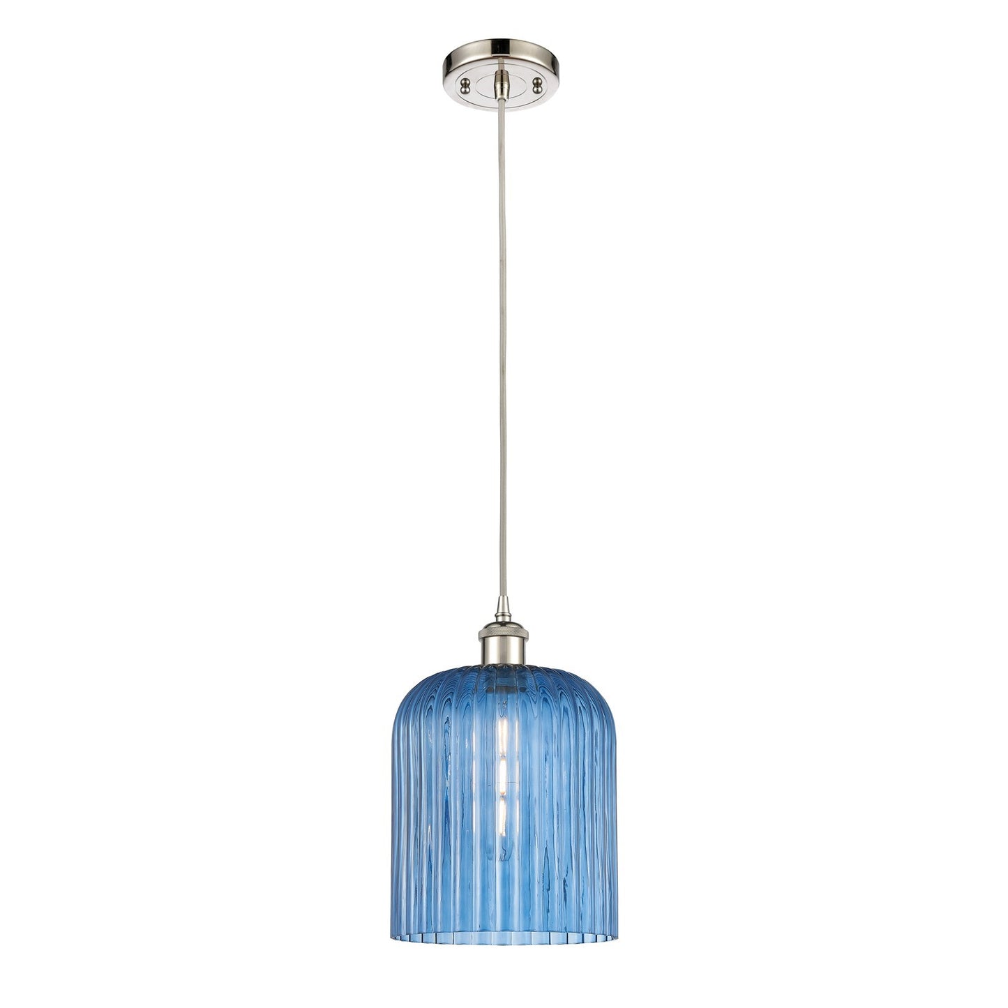 Innovations Bridal Veil 5in 1-Light Mini Pendant | Art Nouveau Polished Nickel and Princess Blue Glass | Kitchen Island | Model 516-1P-PN-G559-8BL