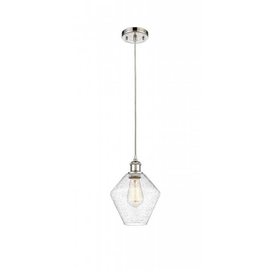 Innovations Ballston Cindyrella 8in 1-Light Mini Pendant | Industrial Polished Nickel and Seedy Glass | Kitchen Island & Dining | Model 516-1P-PN-G654-8
