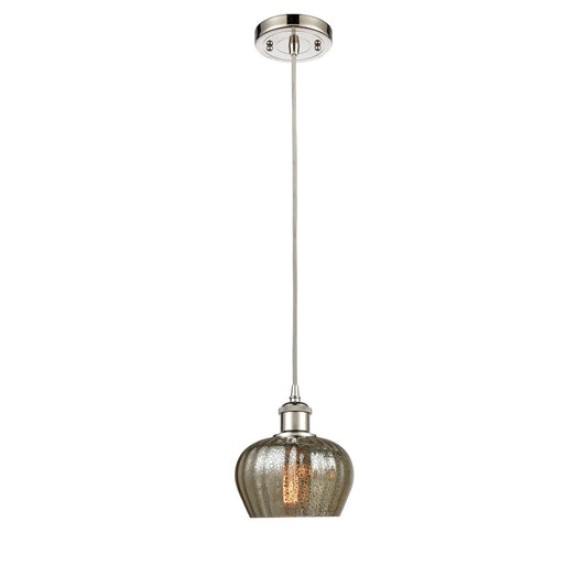 Innovations Lighting Ballston 96in 1-Light Mini Pendant | Art Nouveau Polished Nickel and Mercury Ribbed Glass | Kitchen Island & | Model 516-1P-PN-G96