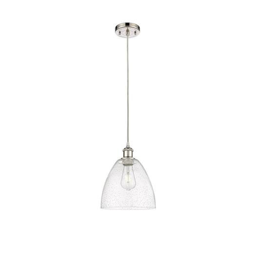 Innovations Lighting Ballston Dome 9in 1-Light Mini Pendant | Industrial Polished Nickel and Seedy Glass | Kitchen Island & | Model 516-1P-PN-GBD-94
