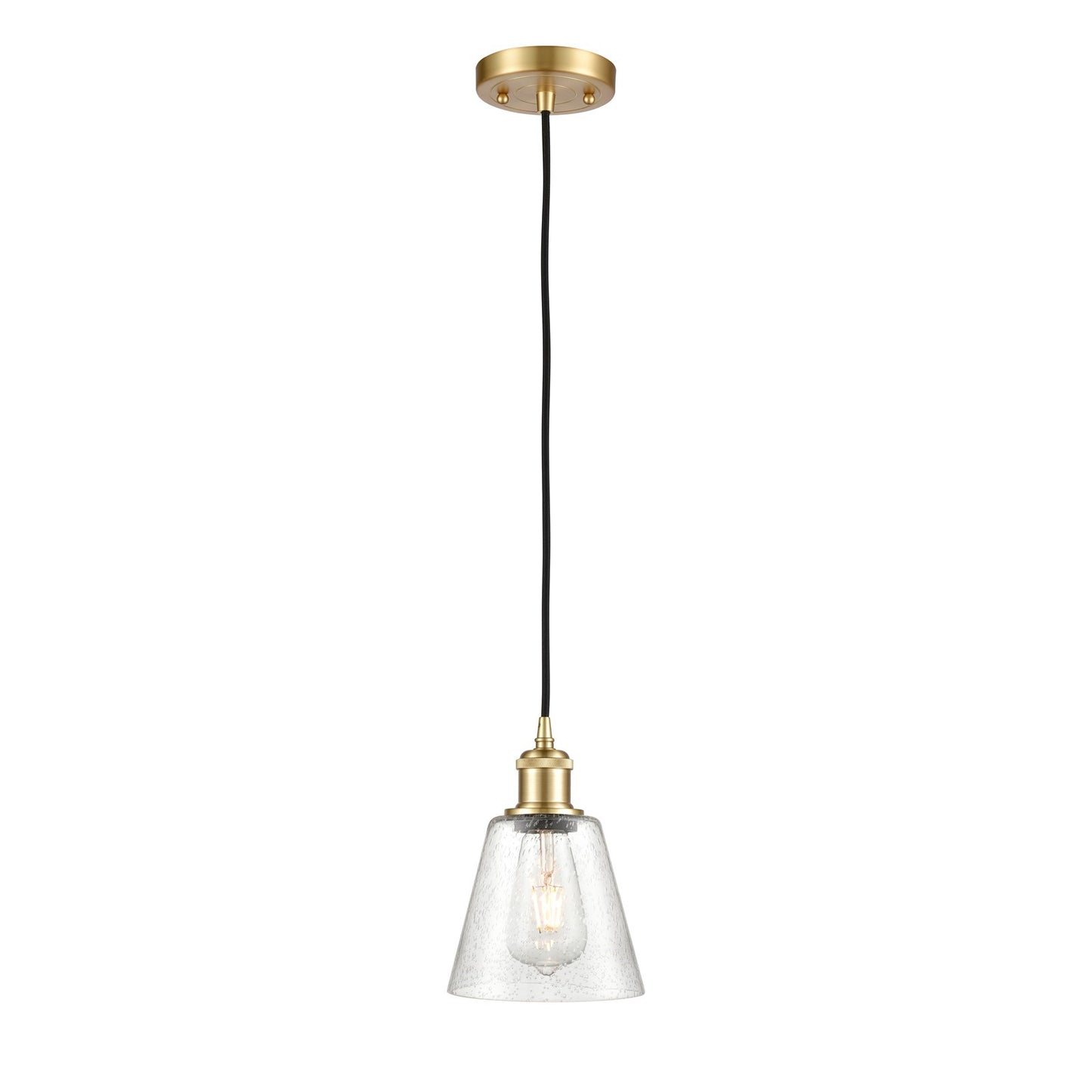 Innovations Caton 6in 1-Light Mini Pendant | Satin Gold and Frosted Glass | Kitchen Island & Dining Room | 6 x 6 x 8.5 in | Model 516-1P-SG-G454