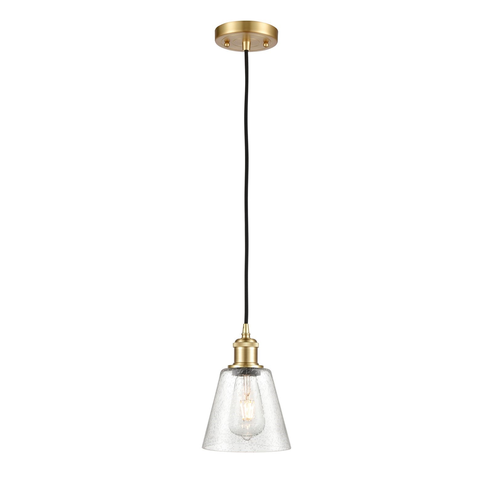 Innovations Caton 6in 1-Light Mini Pendant | Satin Gold and Frosted Glass | Kitchen Island & Dining Room | 6 x 6 x 8.5 in | Model 516-1P-SG-G454