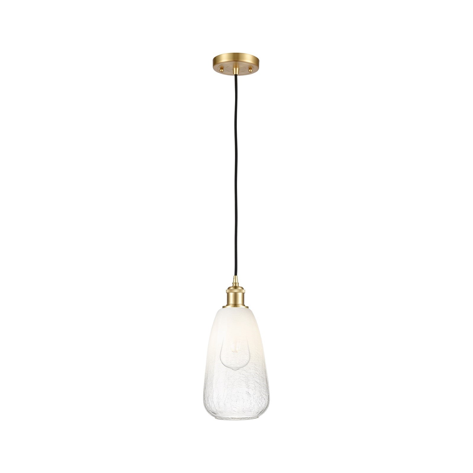 Innovations Brookhaven Almond 6in 1-Light Mini Pendant | Satin Gold and Opal Glass | Kitchen Island & Dining Room | Model 516-1P-SG-G480-6OP