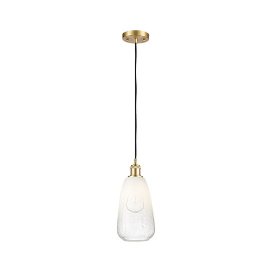 Innovations Brookhaven Almond 6in 1-Light Mini Pendant | Satin Gold and Opal Glass | Kitchen Island & Dining Room | Model 516-1P-SG-G480-6OP