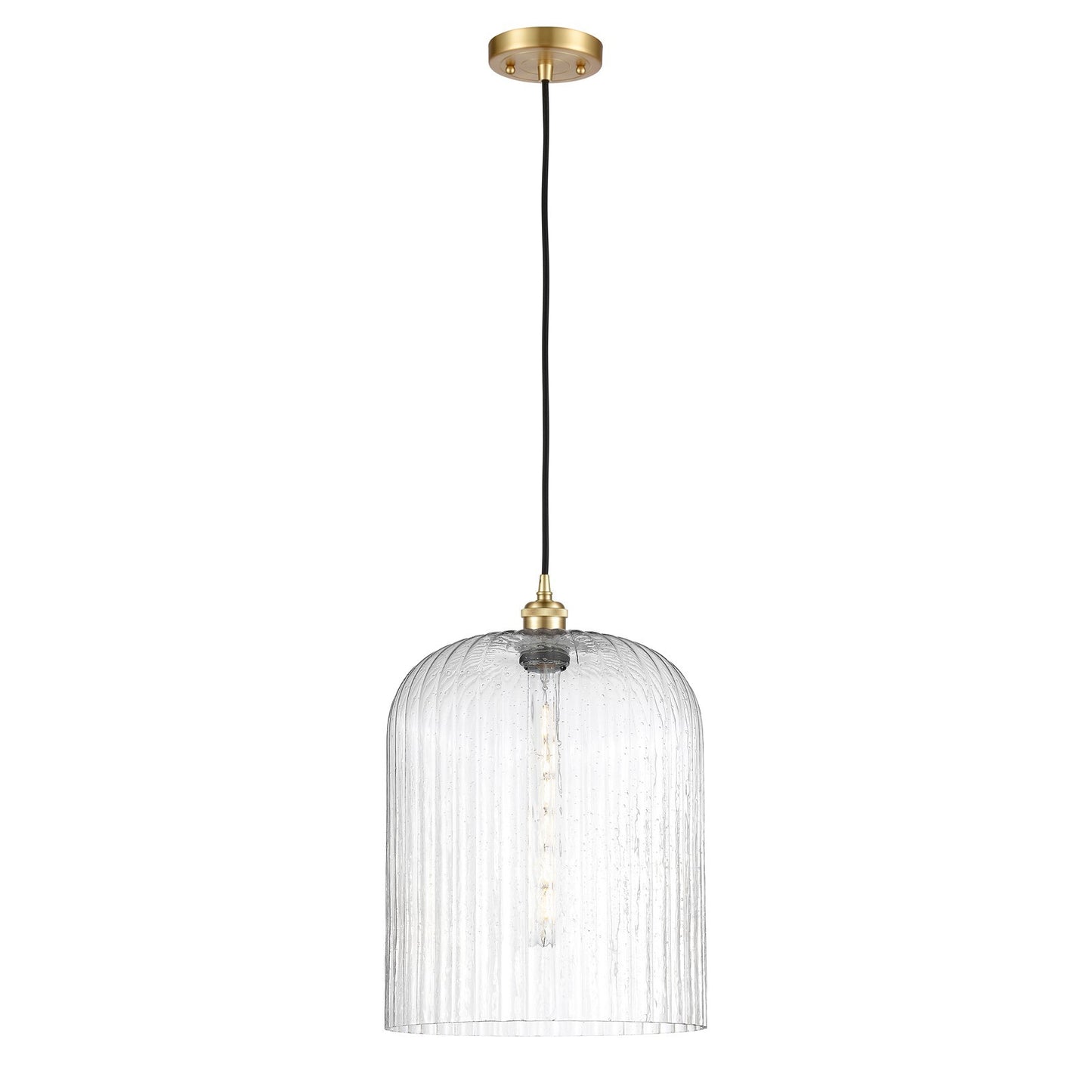 Innovations Bridal Veil 5in 1-Light Mini Pendant | Art Nouveau Satin Gold and Seedy Glass | Kitchen Island & Dining Room | Model 516-1P-SG-G559-12SDY