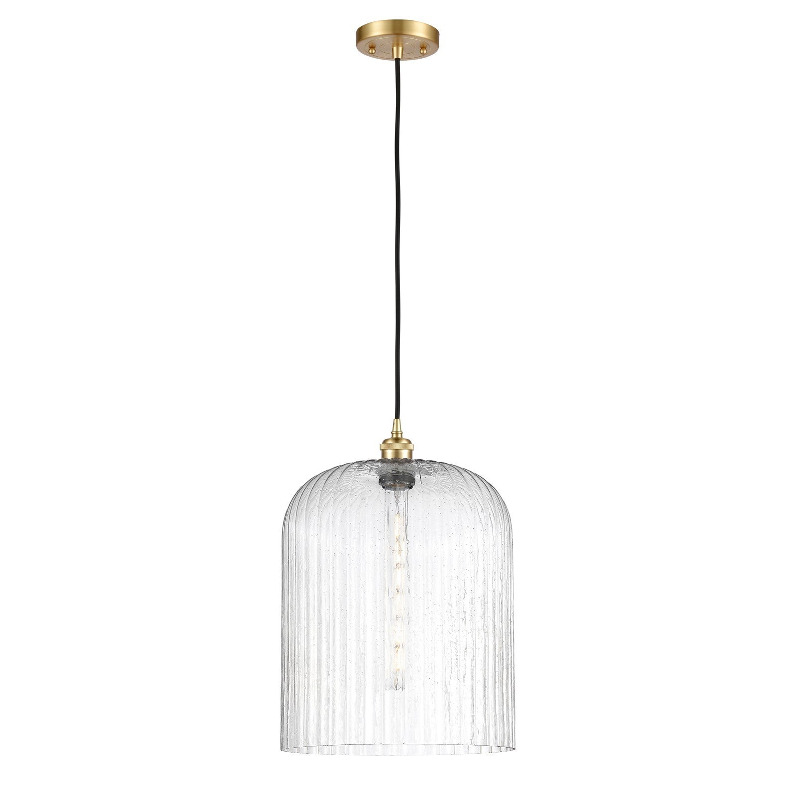 Innovations Bridal Veil 5in 1-Light Mini Pendant | Art Nouveau Satin Gold and Seedy Glass | Kitchen Island & Dining Room | Model 516-1P-SG-G559-12SDY