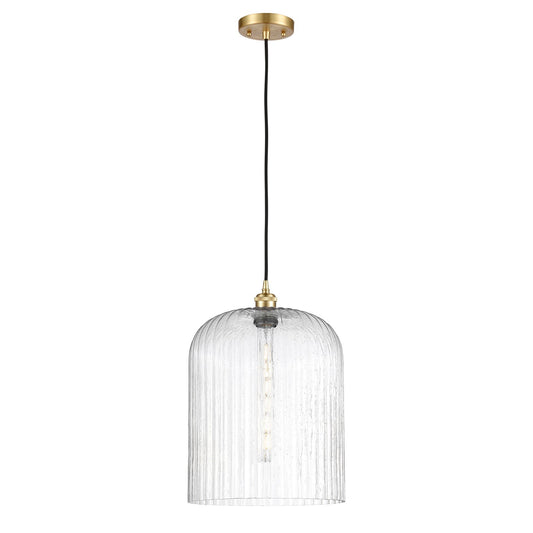 Innovations Bridal Veil 5in 1-Light Mini Pendant | Art Nouveau Satin Gold and Seedy Glass | Kitchen Island & Dining Room | Model 516-1P-SG-G559-12SDY