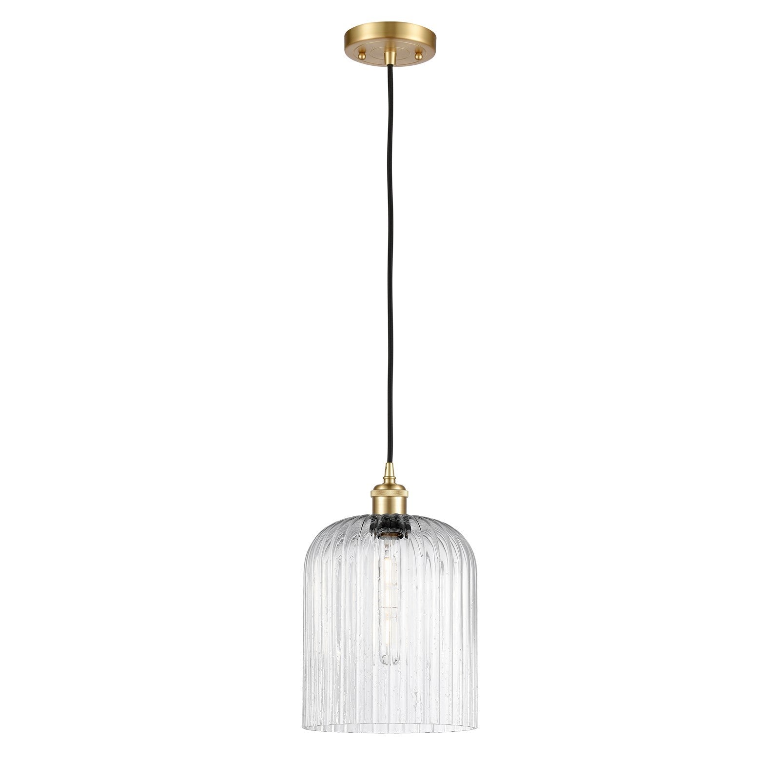 Innovations Bridal Veil 5in 1-Light Mini Pendant | Art Nouveau Satin Gold and Seedy Glass | Kitchen Island & Dining Room | Model 516-1P-SG-G559-8SDY