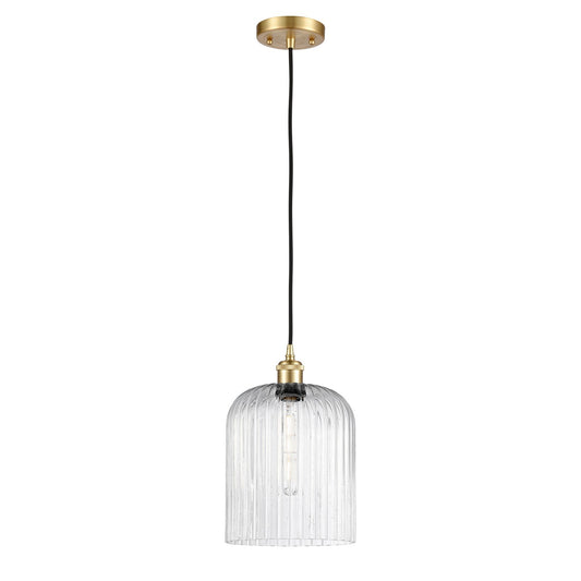 Innovations Bridal Veil 5in 1-Light Mini Pendant | Art Nouveau Satin Gold and Seedy Glass | Kitchen Island & Dining Room | Model 516-1P-SG-G559-8SDY