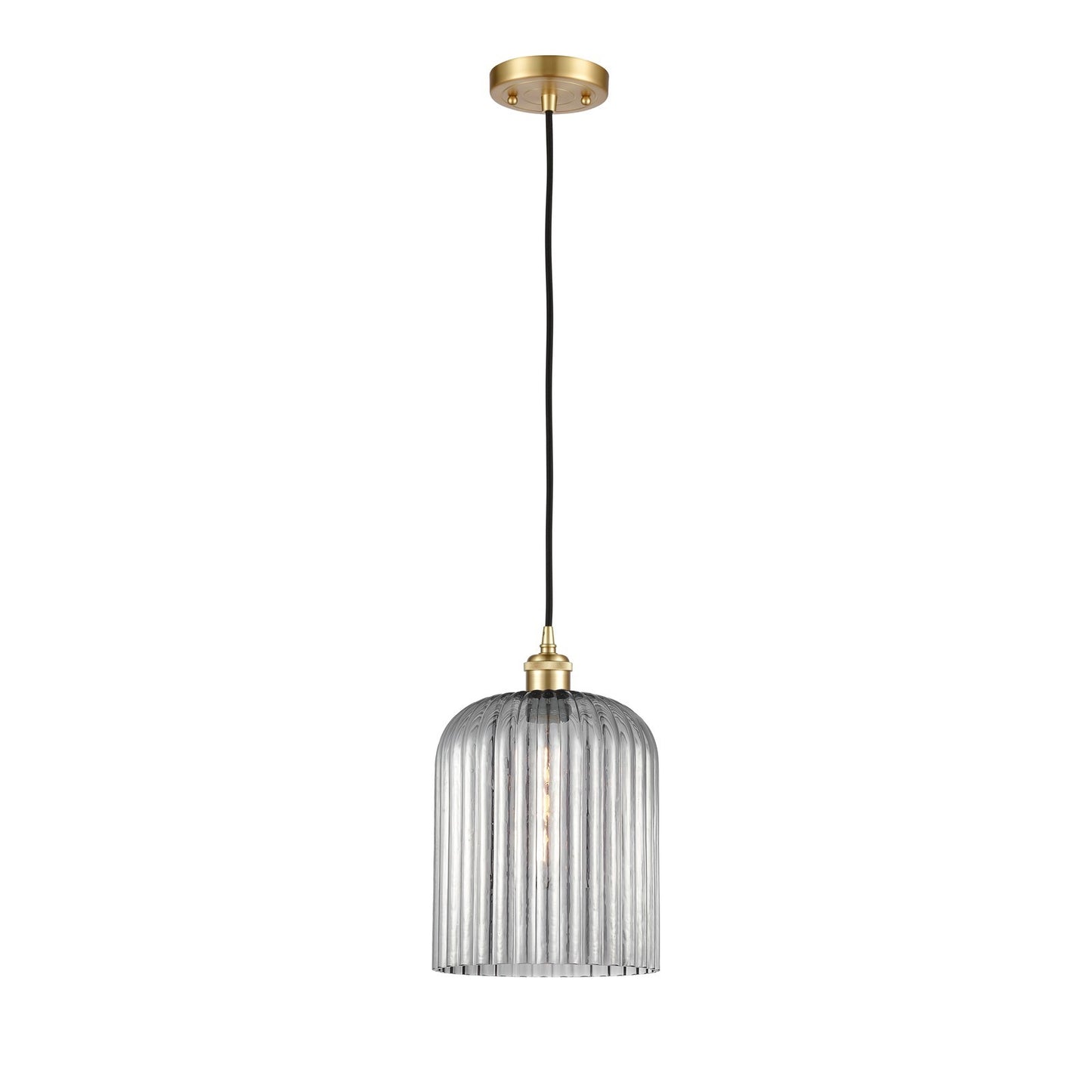 Innovations Bridal Veil 5in 1-Light Mini Pendant | Art Nouveau Satin Gold and Light Smoke Glass | Kitchen Island & Dining | Model 516-1P-SG-G559-8SM