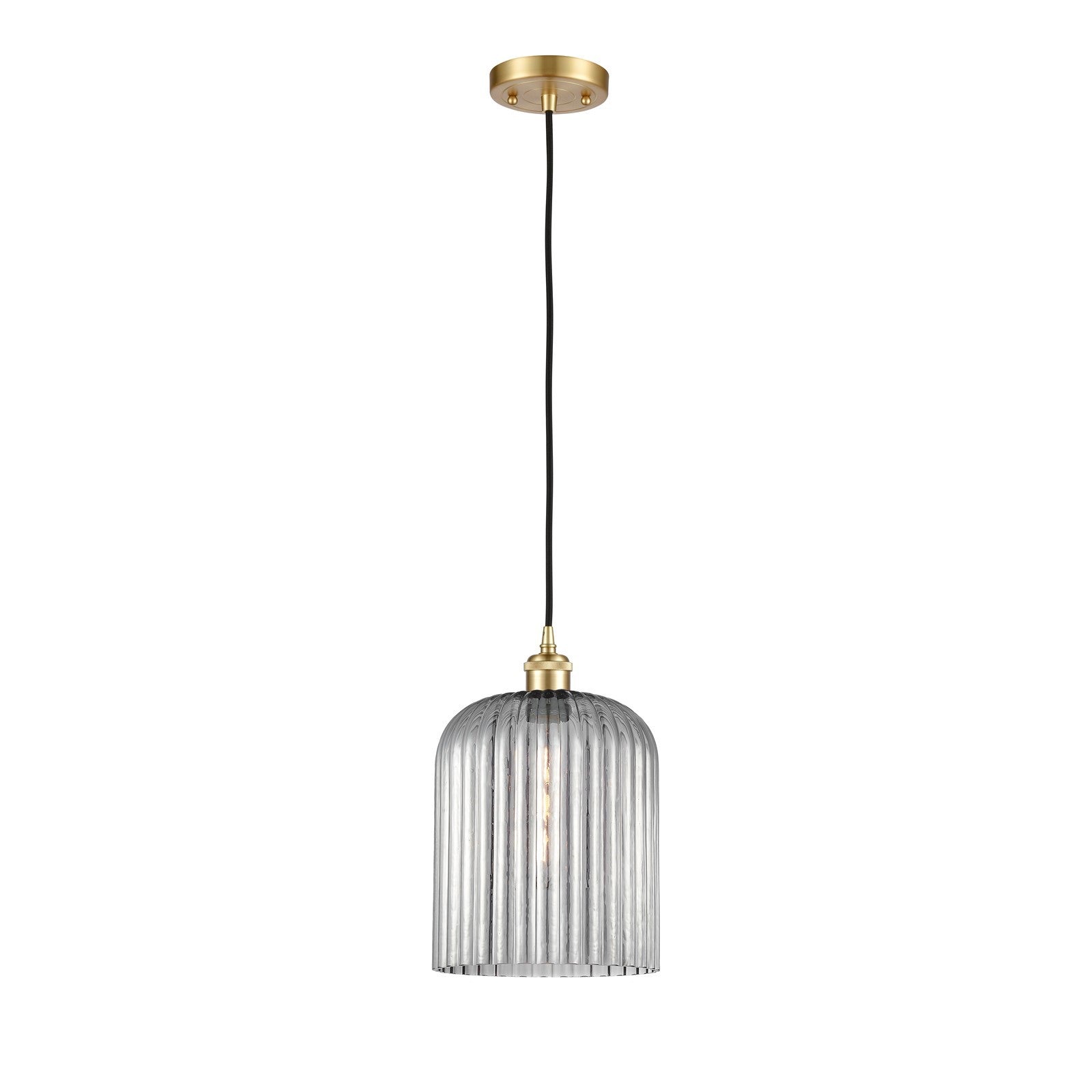 Innovations Bridal Veil 5in 1-Light Mini Pendant | Art Nouveau Satin Gold and Light Smoke Glass | Kitchen Island & Dining | Model 516-1P-SG-G559-8SM