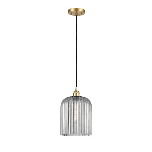 Innovations Bridal Veil 5in 1-Light Mini Pendant | Art Nouveau Satin Gold and Light Smoke Glass | Kitchen Island & Dining | Model 516-1P-SG-G559-8SM