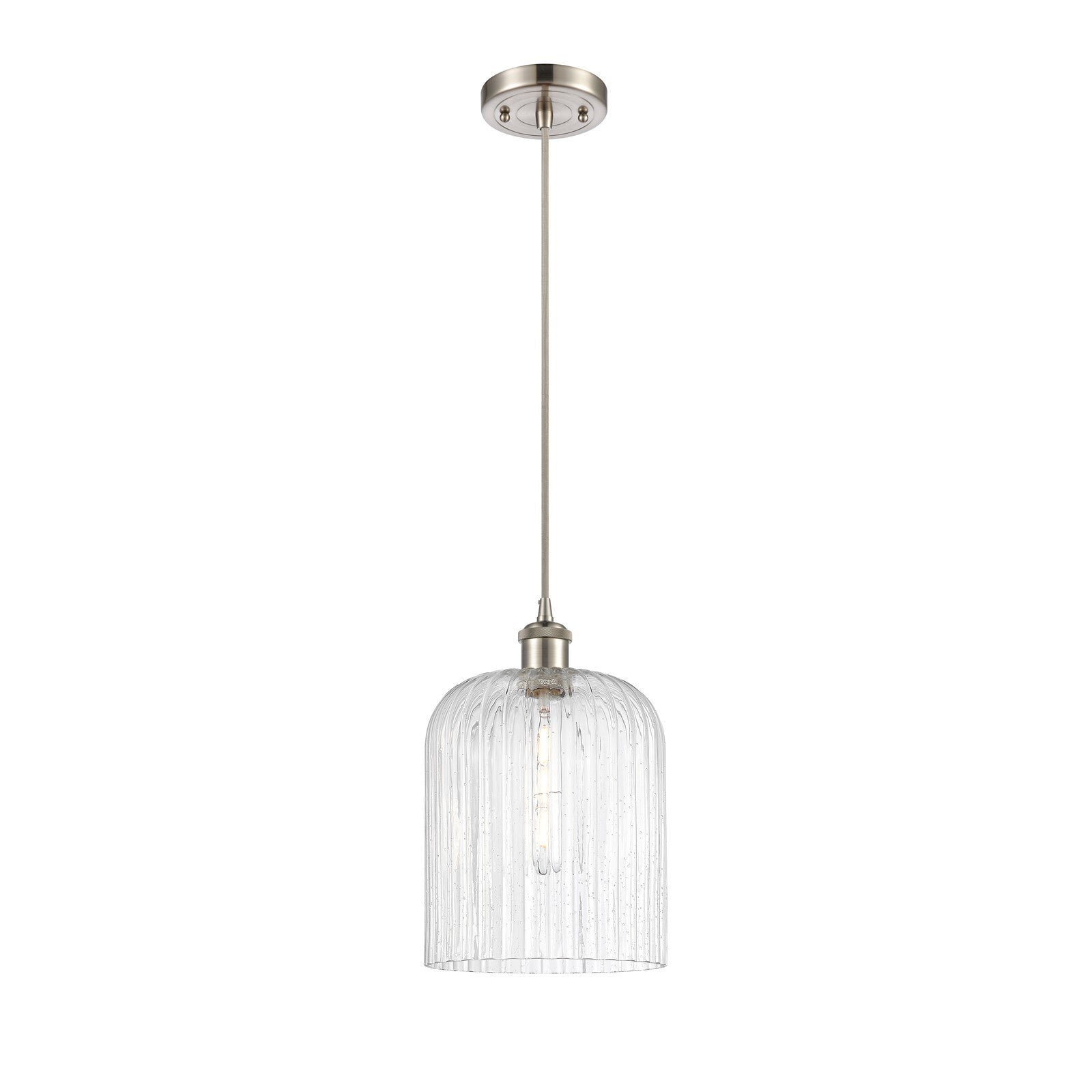 Innovations Bridal Veil 5in 1-Light Mini Pendant | Art Nouveau Brushed Satin Nickel and Seedy Glass | Kitchen Island | Model 516-1P-SN-G559-8SDY