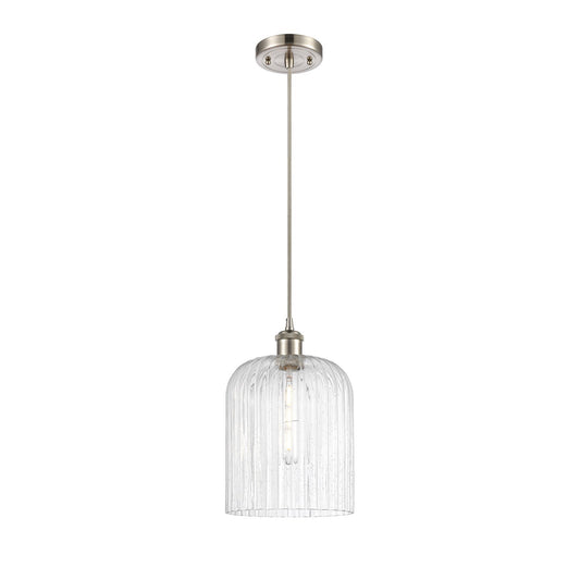 Innovations Bridal Veil 5in 1-Light Mini Pendant | Art Nouveau Brushed Satin Nickel and Seedy Glass | Kitchen Island | Model 516-1P-SN-G559-8SDY