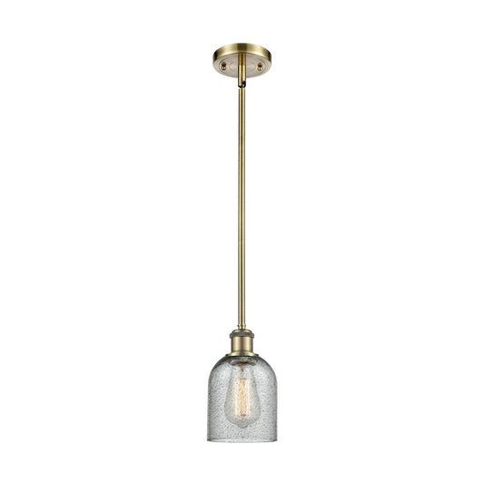Innovations Ballston Caledonia 5in 1-Light Mini Pendant | Industrial Antique Brass and Charcoal Glass | Kitchen Island & Dining | Model 516-1S-AB-G257