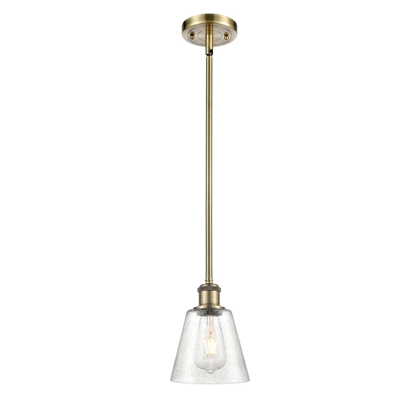 Innovations Caton 6in 1-Light Mini Pendant | Art Nouveau Antique Brass and Frosted Glass | Kitchen Island & Dining Room | Model 516-1S-AB-G454